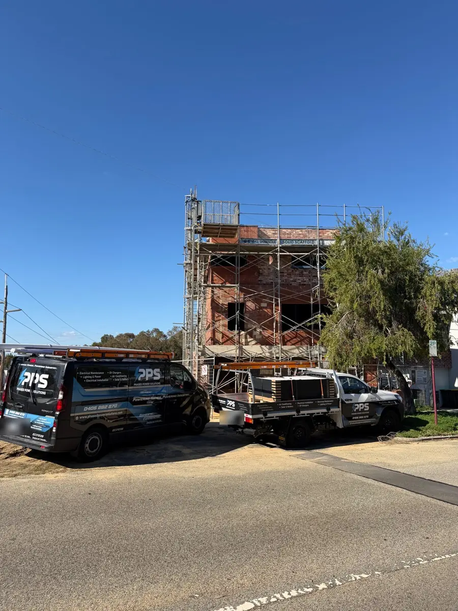 Phased Power Solutions vehicles on a Perth construction site
